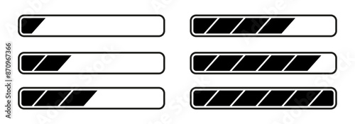 Loading or progress completed percentage bar, loading status bar, download progress icon set – vector