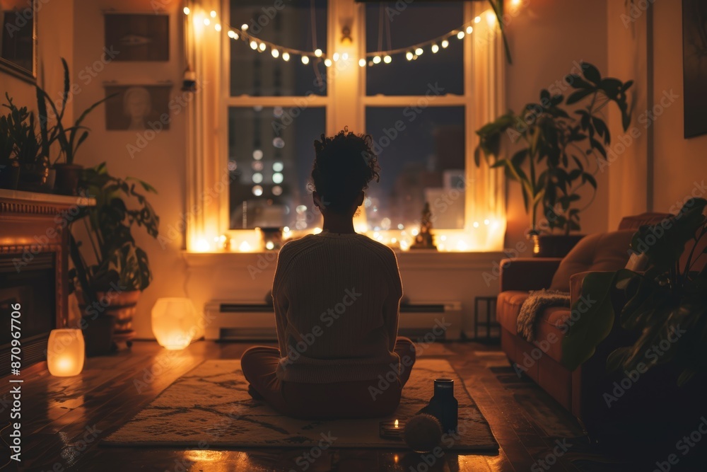 Cozy Living Room with Soft Lighting and Comfortable Chair for Relaxation and Mindfulness Cozy Living Room with Soft Lighting and Comfortable Chair for Relaxation and Mindfulness