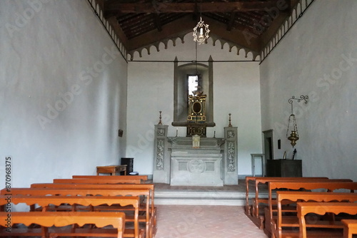 Interior of the small church of the Castle of Montauto in Grassina, Florence, Italy photo