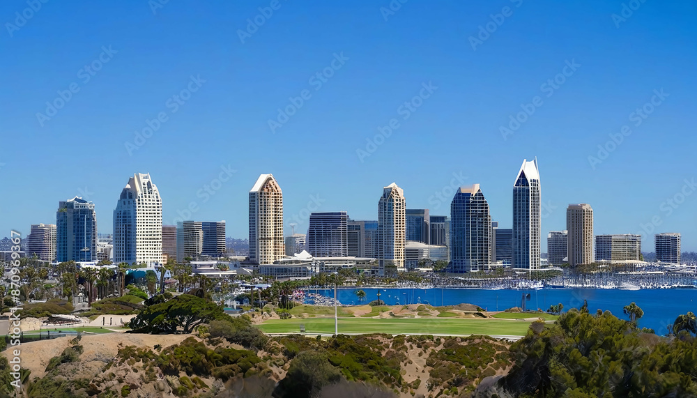 Obraz premium San Diego skyline by day