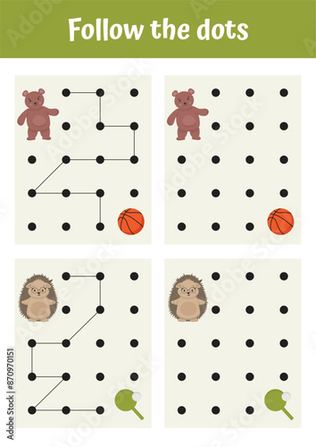 Logical games, educational activities for kids. Printable tracing, handwriting, dot to dot page, activity for toddlers, kindergarten, homeschooling. Preschool educational game, learning writing page.