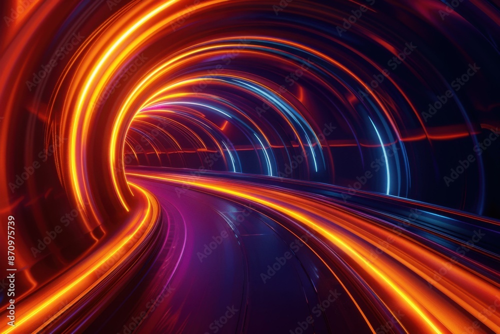 Glowing tunnel of light. AI. Glowing tunnel of light. AI.
