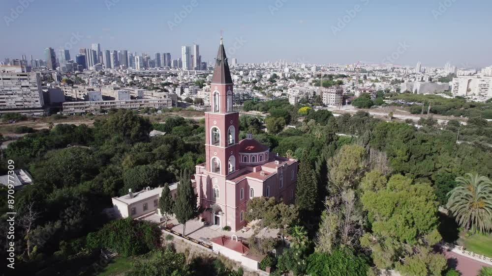 Aerial video above Russian Orthodox Church Israel