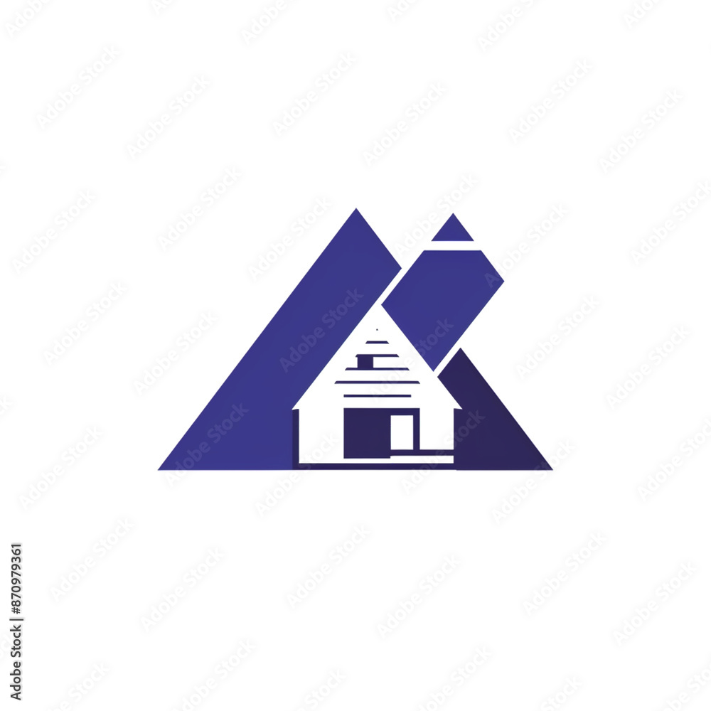 Blue House Icon: Minimalist Home Symbol Isolated on Transparent Background Blue House Icon: Minimalist Home Symbol Isolated on Transparent Background