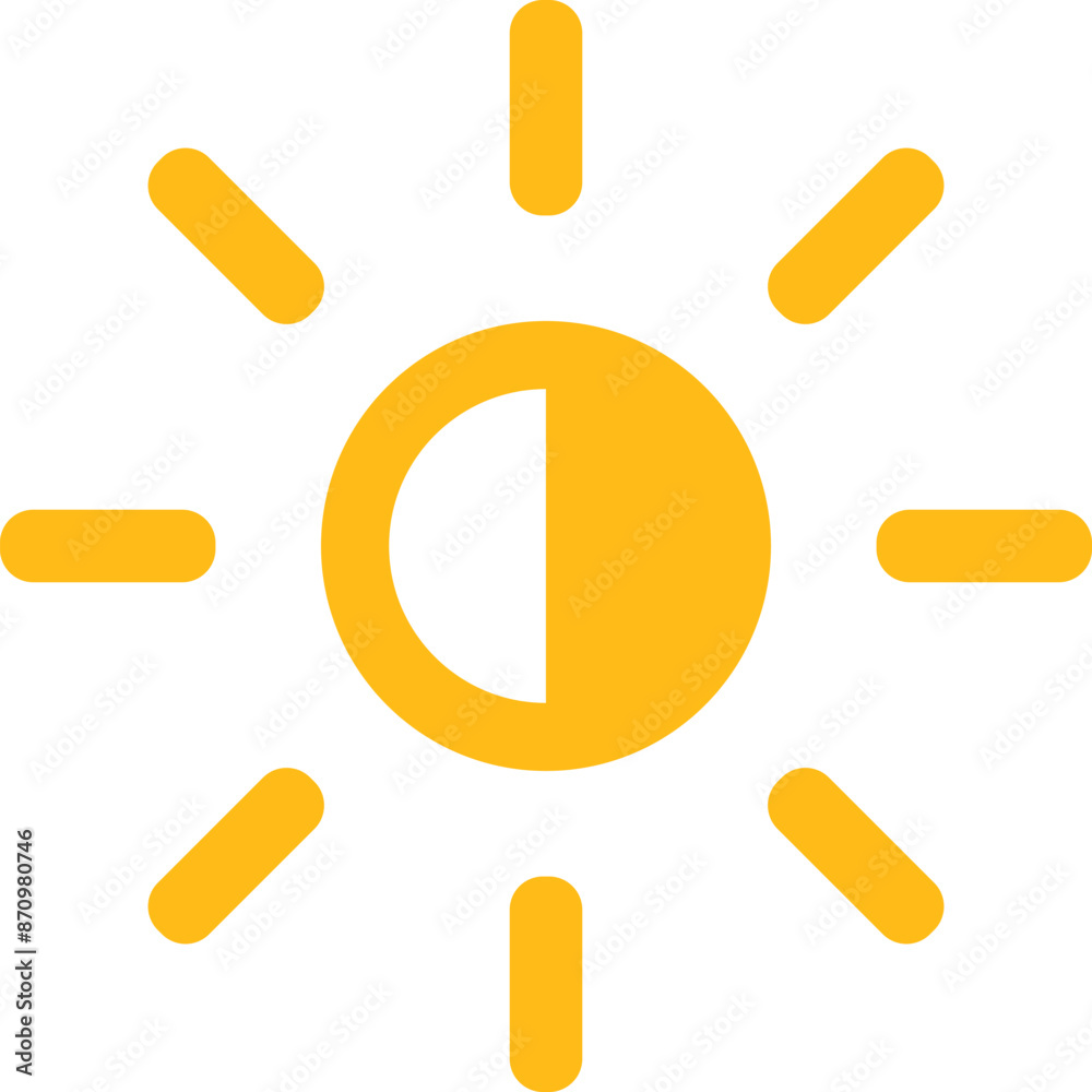 Sun Icon. Shine Sun Ray, Sunshine, Sunset Vector Sign