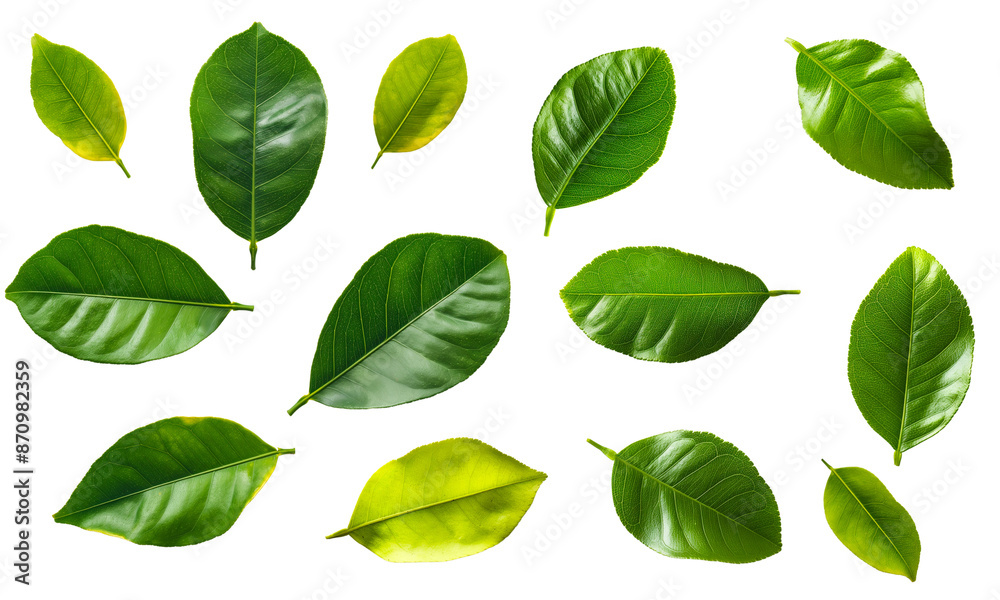 realistic fresh green lemon leaves isolated on transparent or white background realistic fresh green lemon leaves isolated on transparent or white background