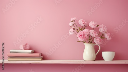 Wallpaper Mural shelf pink background wall Torontodigital.ca