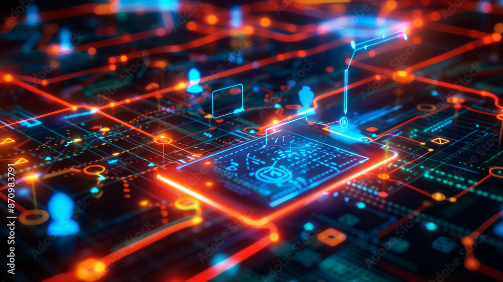 IT background featuring interconnected smart devices such as phones, tablets, and sensors IT background featuring interconnected smart devices such as phones, tablets, and sensors