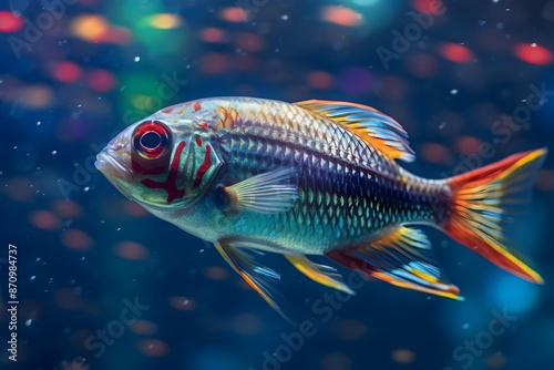 Colorful fish swimming in an aquarium underwater