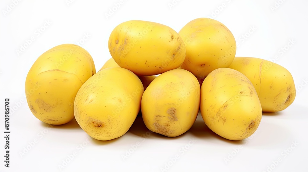 photograph yellow potatoes white background photograph yellow potatoes white background