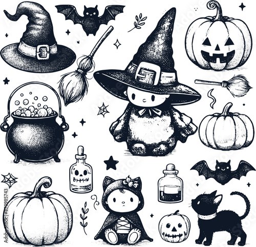 halloween icons set