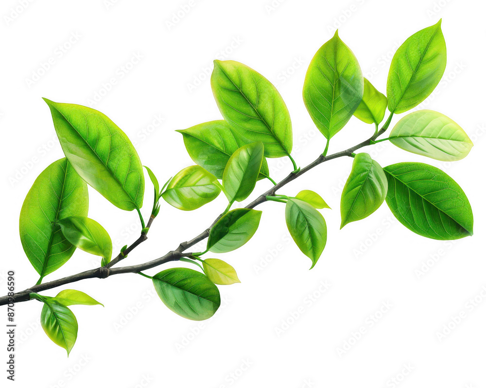 Branch with Glossy Green Leaves Branch with Glossy Green Leaves