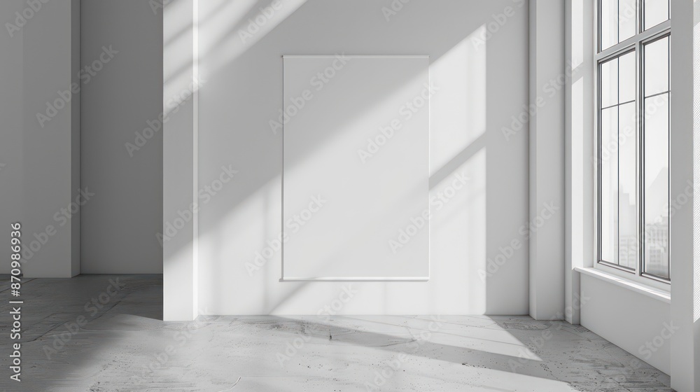 Fototapeta premium modern interior design with empty canvas on wall copy space for wall art