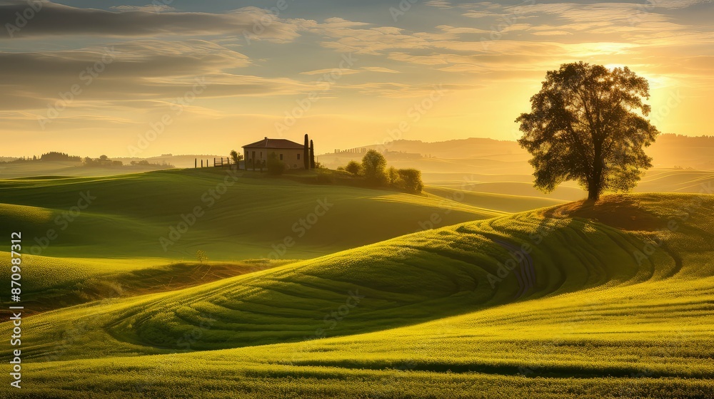 Fototapeta premium landscape golden sunrise