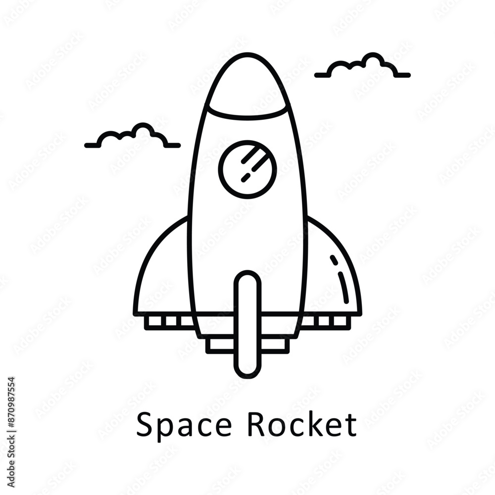Space Rocket vector  outline Design illustration. Symbol on White background EPS 10 File