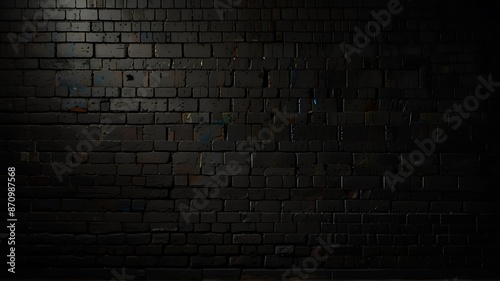 Black brick wall dark background for design photo