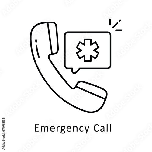 Emergency Call vector  outline Design illustration. Symbol on White background EPS 10 File