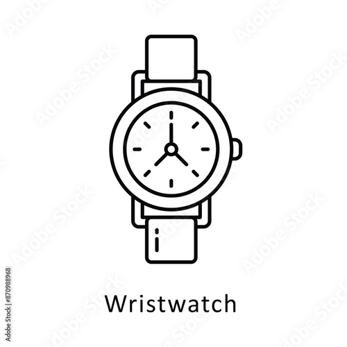 Wristwatch vector outline Design illustration. Symbol on White background EPS 10 File