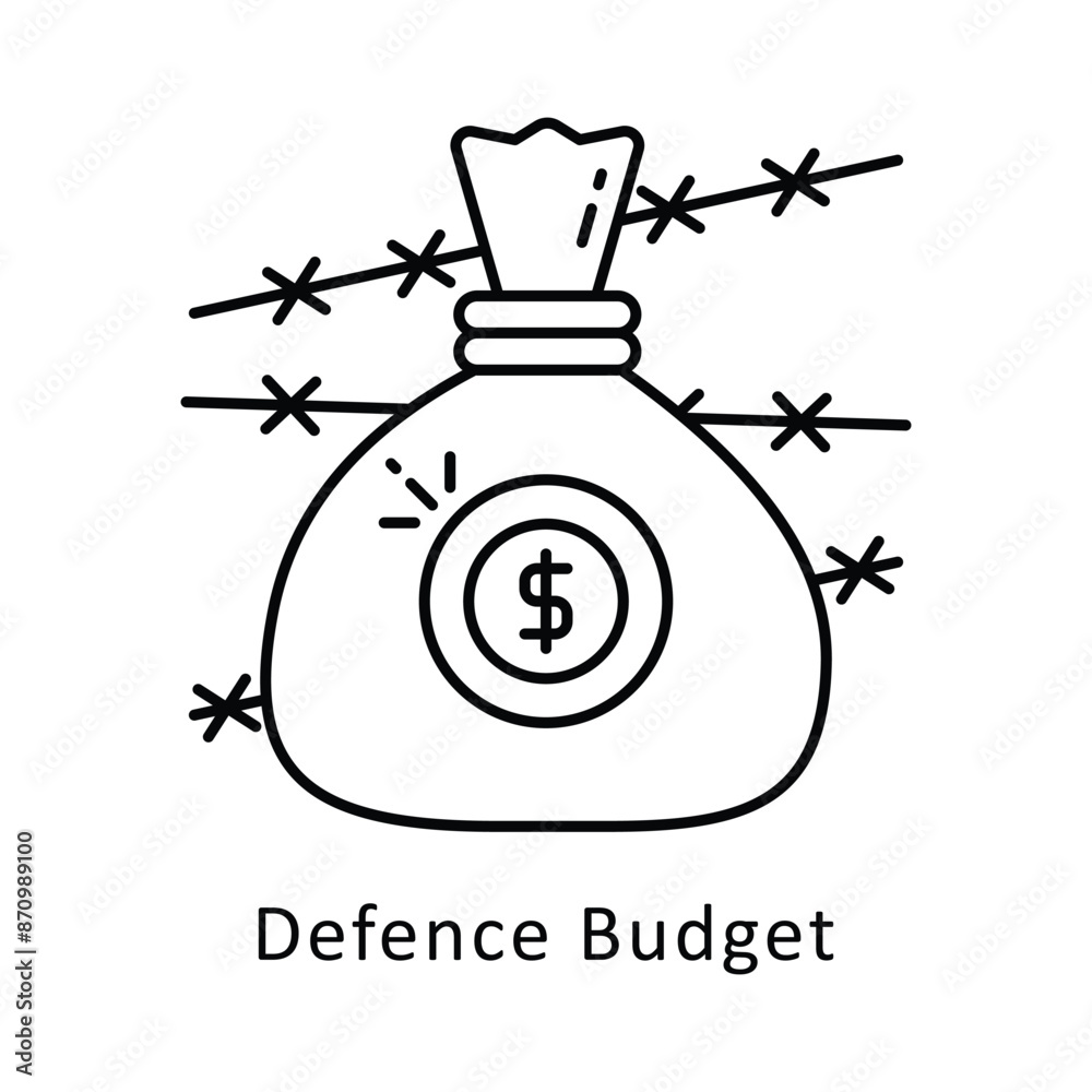 Defence Budget vector outline Design illustration. Symbol on White background EPS 10 File Defence Budget vector outline Design illustration. Symbol on White background EPS 10 File
