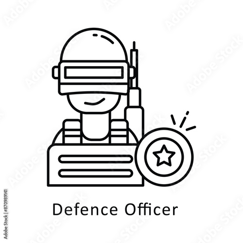 Defence Officer vector  outline Design illustration. Symbol on White background EPS 10 File