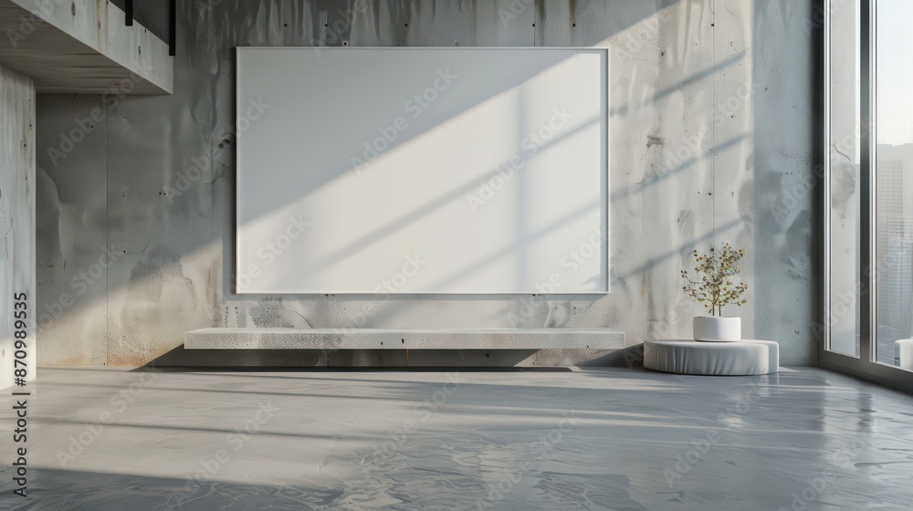 empty wall with blank canvas for wall art mockup template, copy space, product concepts. interior design empty wall with blank canvas for wall art mockup template, copy space, product concepts. interior design