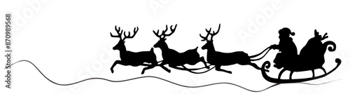 Merry Christmas  Santa with his sleigh and reindeer