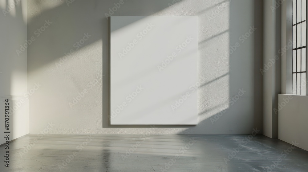 Fototapeta premium blank canvas mockup template with minimalistic interior on empty wall