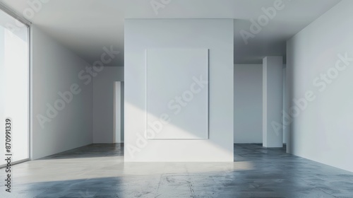 blank canvas mockup template with minimalistic interior on empty wall