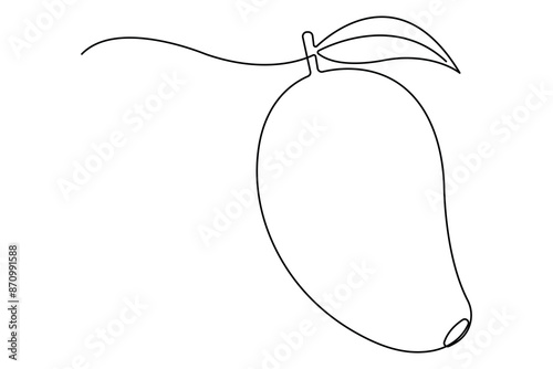 One continuous line drawing of healthy organic mango fresh tropical fruitage concept vector icon
