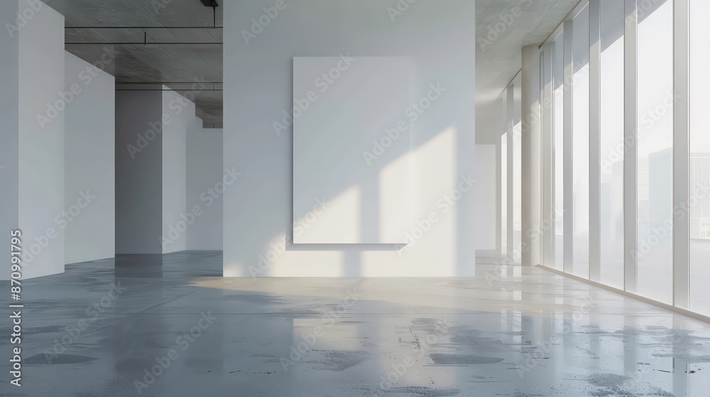Obraz premium blank canvas mockup template with minimalistic interior on empty wall
