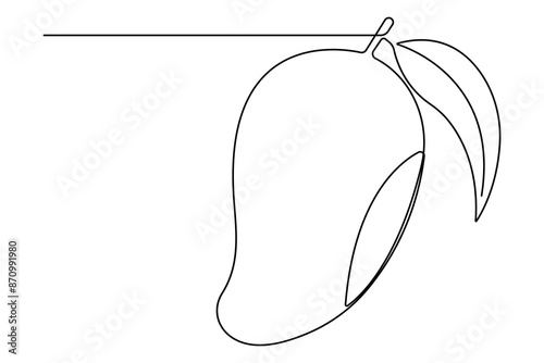 One continuous line drawing of healthy organic mango fresh tropical fruitage concept vector icon
