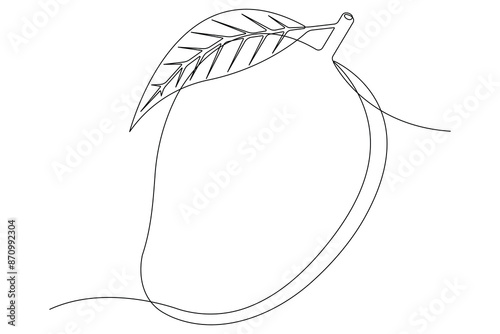 One continuous line drawing of healthy organic mango fresh tropical fruitage concept vector icon

