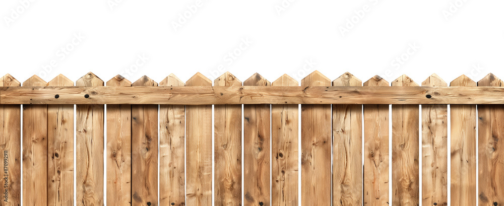 Wooden fence with textured planks and pointed top edges. Isolated on a transparent background for graphic design and architectural projects. Wooden fence with textured planks and pointed top edges. Isolated on a transparent background for graphic design and architectural projects.