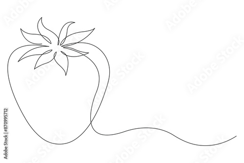 Single continuous line drawing of organic strawberry for fruit icon fresh berries fruitage concept 