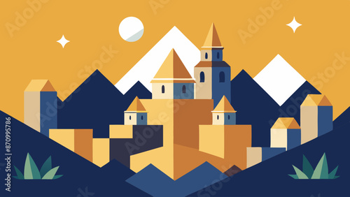 Enchanted Medieval Castle Illustration at Nighttime