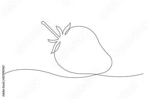 Single continuous line drawing of organic strawberry for fruit icon fresh berries fruitage concept 