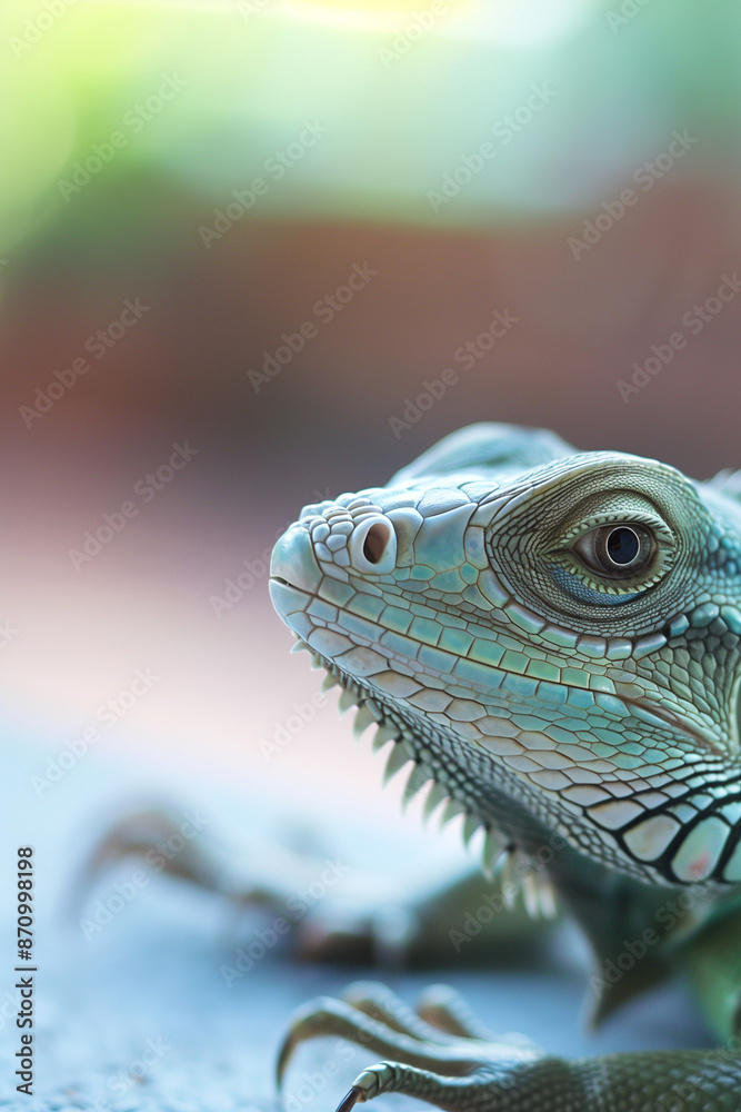 Fototapeta premium Iguana Close-Up Portrait with Soft Background Focus