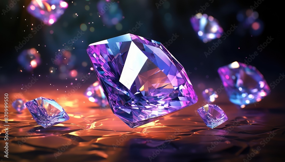 Beautiful diamond on a dark background. 3d rendering, 3d illustration. Beautiful diamond on a dark background. 3d rendering, 3d illustration.