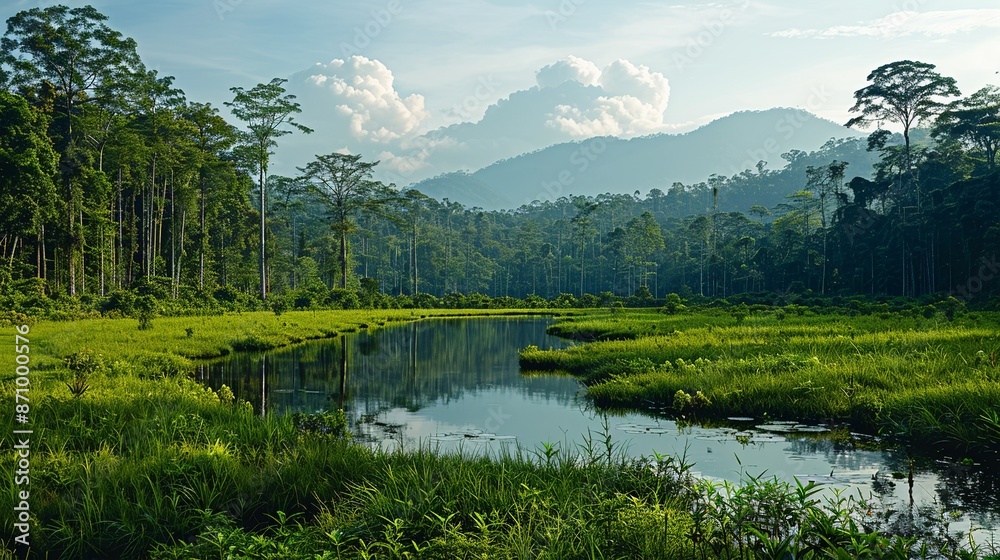 A realistic photo of a thriving forest, symbolizing successful conservation efforts and the importance of protecting natural habitats for future generations. , Minimalism, A realistic photo of a thriving forest, symbolizing successful conservation efforts and the importance of protecting natural habitats for future generations. , Minimalism,