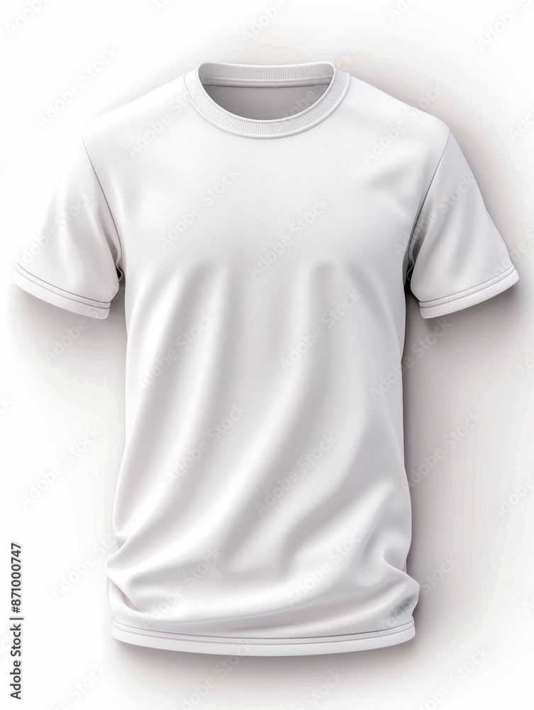 A plain white t-shirt with short sleeves, perfect for mockups and design projects. A plain white t-shirt with short sleeves, perfect for mockups and design projects.