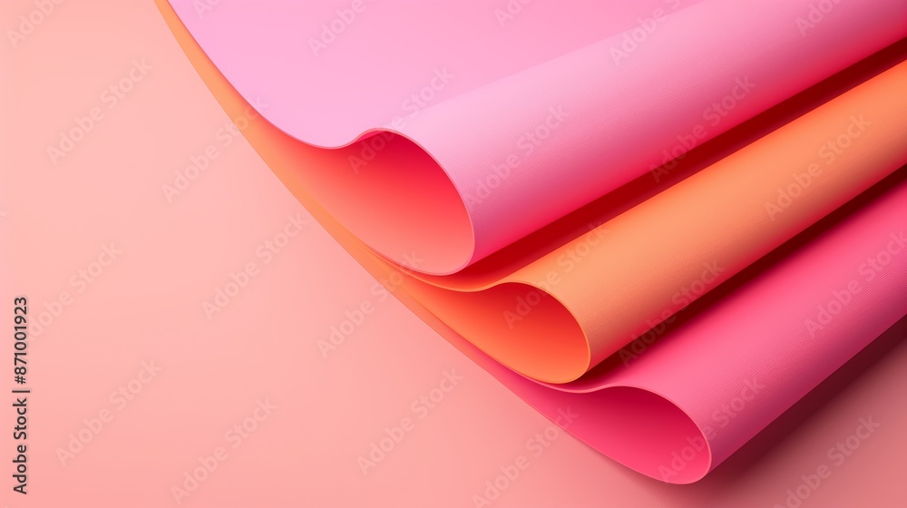 Mobile wallpaper featuring three large curved paper sheets in bright colors, shaped like an abstract cone with smooth edges, solid gradient background Mobile wallpaper featuring three large curved paper sheets in bright colors, shaped like an abstract cone with smooth edges, solid gradient background