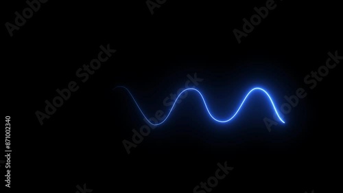 Animation of glowing wave line sliding. Abstract neon background 4k video. photo