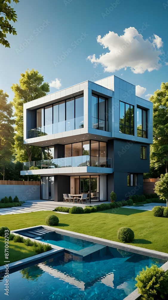 Fototapeta premium Abstraktion Traumhaus 9x16. Hintergrund für das Design 1.