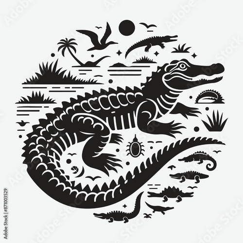 Majestic Alligator Silhouettes: Capturing the Essence of the Swamp