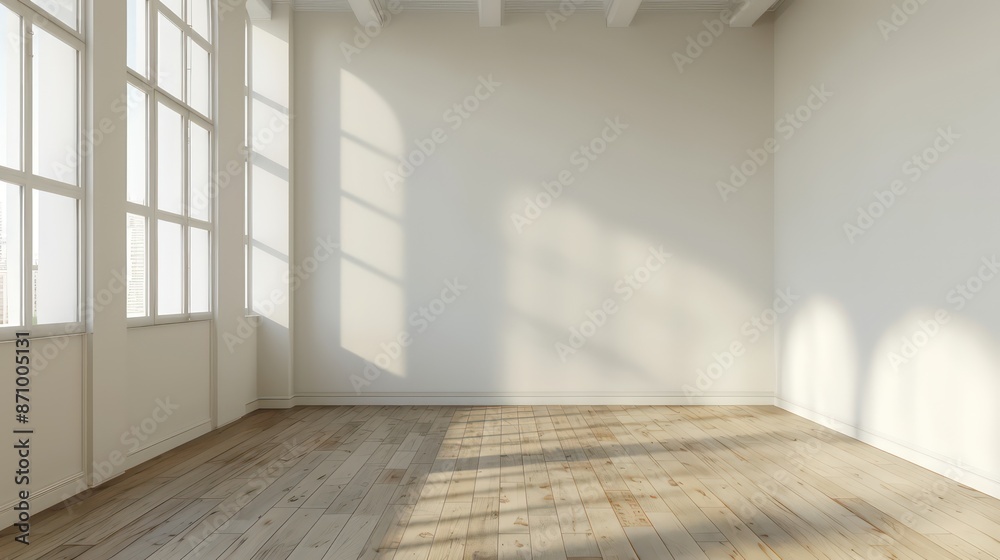 Fototapeta premium empty room with wall mockup copy space, interior, cozy concept design
