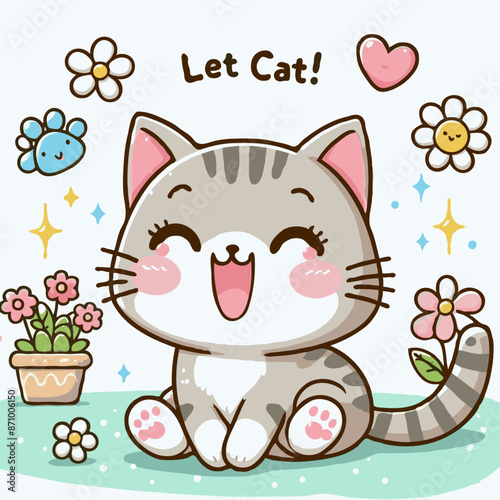 Cat with flowers