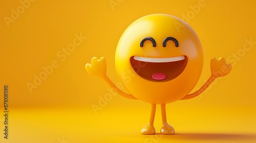 Design a friendly emoji with a welcoming smile and open arms. photo