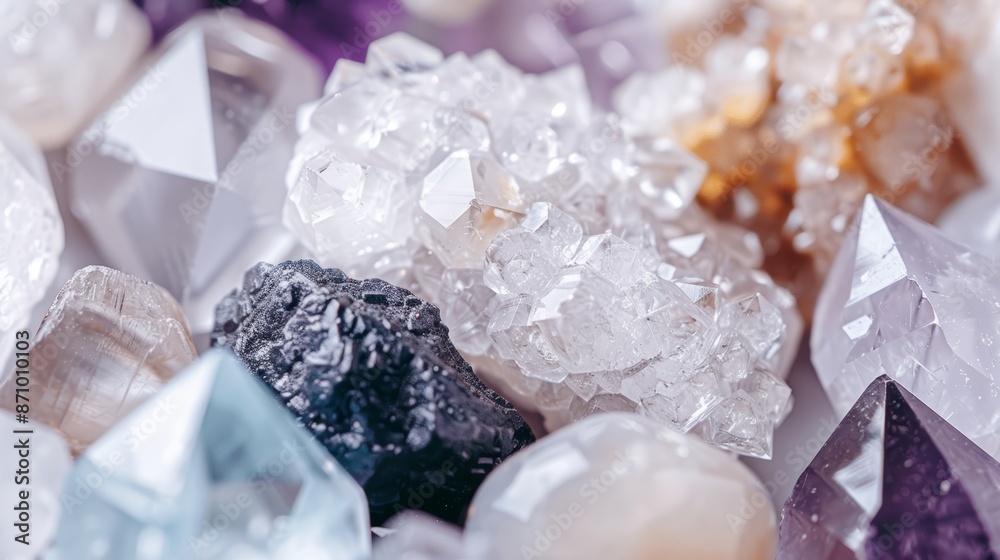 Nature's Jewels, collection of crystals and gems, texture of precious stone surface, natural gemstone formation and mineral beauty Nature's Jewels, collection of crystals and gems, texture of precious stone surface, natural gemstone formation and mineral beauty