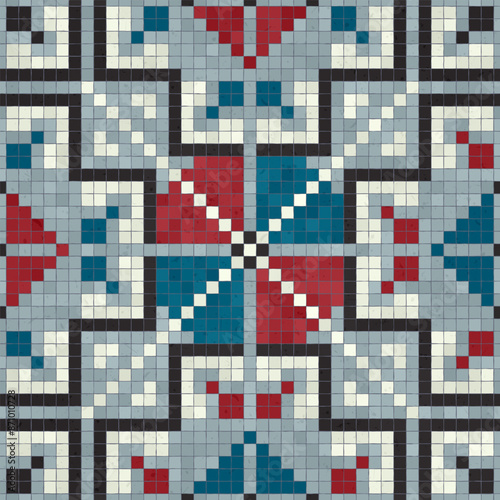 Mosaic tiles  background, seamless vector pattern