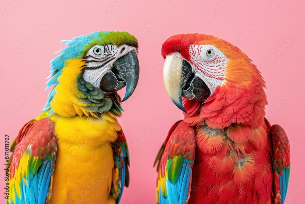 Macaw, isolated on pastel background, stock photographic style Macaw, isolated on pastel background, stock photographic style